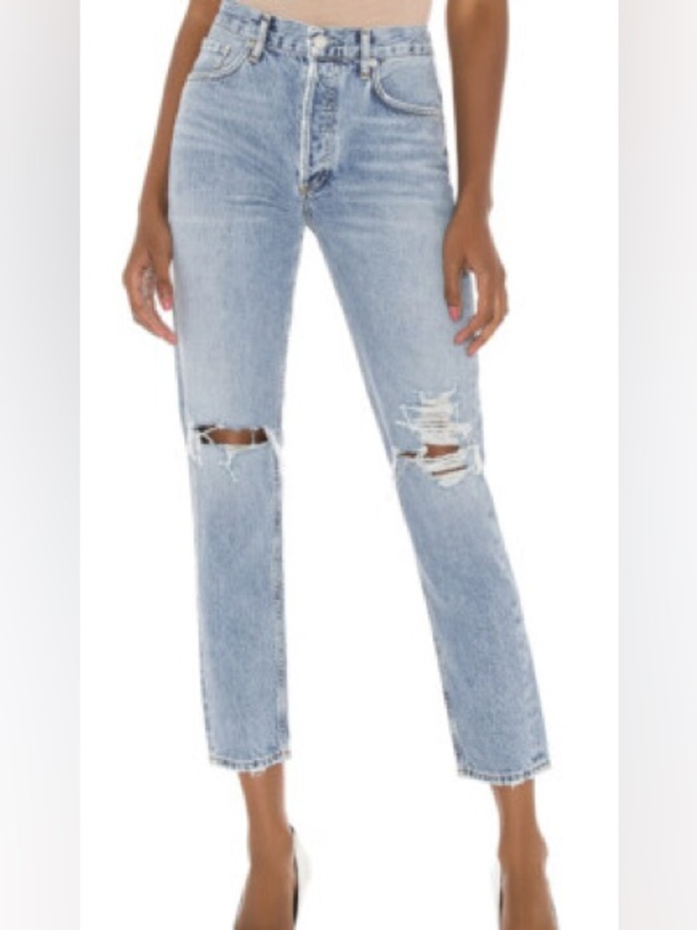 AGOLDE Jamie High Rise Distressed Straight Jeans Size 24